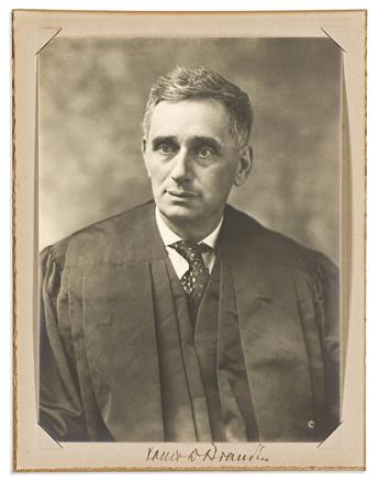 (SUPREME COURT.) BRANDEIS, LOUIS D. Two items: Photograph Signed * Autograph Letter Signed.